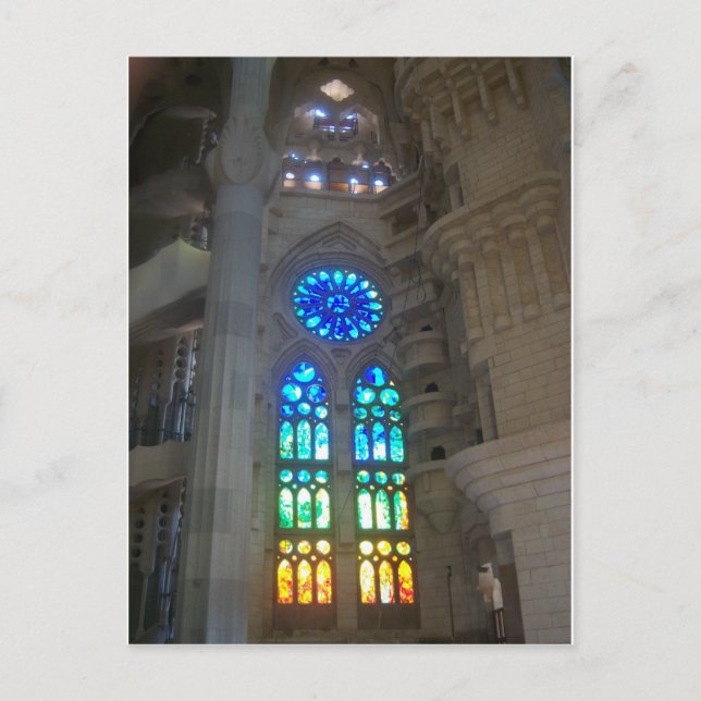 Postal Ventanas de vidrio manchado de arcoiris (Anverso)