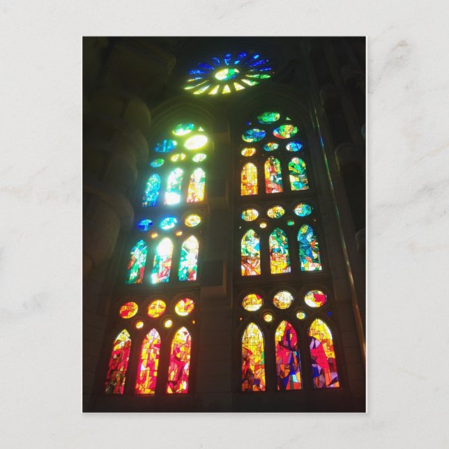 Postal Ventanas de vidrio manchado glorioso (Anverso)