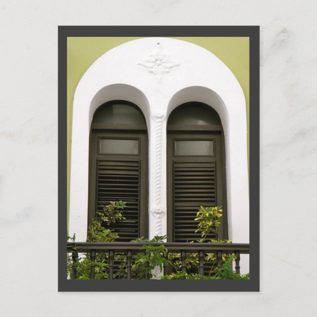 Postal Ventanas del Viejo San Juan, Puerto Rico (Anverso)