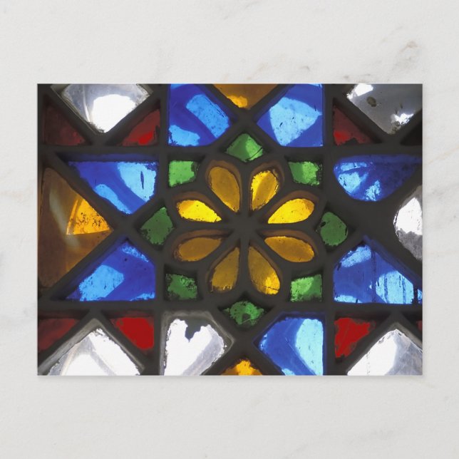 Postal Ventanilla de vidrio manchado en el interior del N (Anverso)