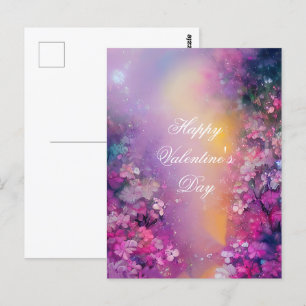 Postal Ventilaciones florales de niebla rosa y púrpura