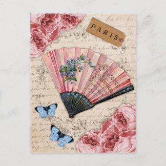 Postal Ventilador francés rosa