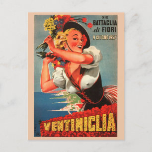 Postal Ventimiglia, Italia Vintage Travel Postcard