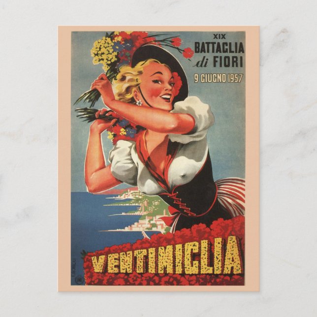 Postal Ventimiglia, Italia Vintage Travel Postcard (Anverso)