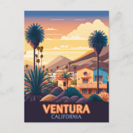 Postal Ventura Sunset Mountains Southern California Retro
