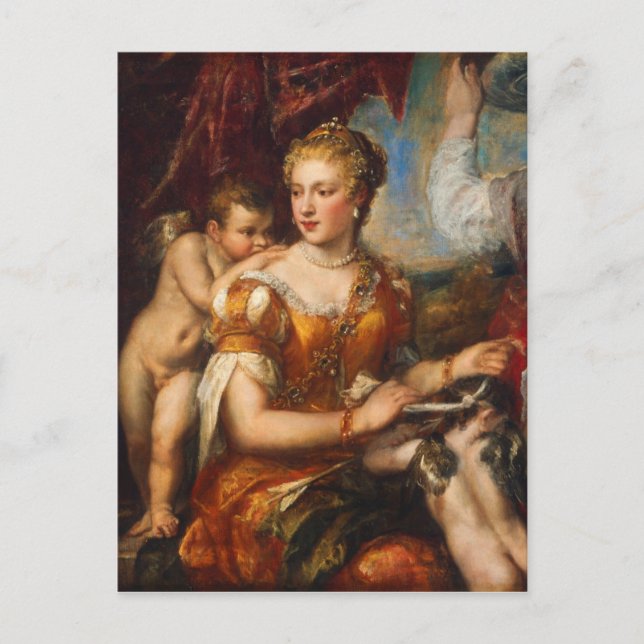 Postal Venus Blindfolding Cupido (Anverso)