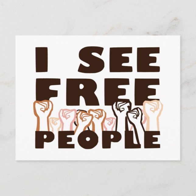 Postal Veo personas libres (Anverso)