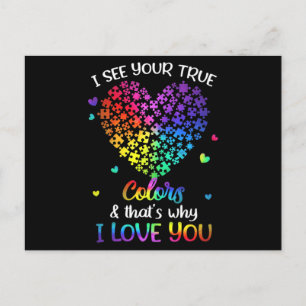 Postal Veo tus verdaderas camisas de autismo de colores