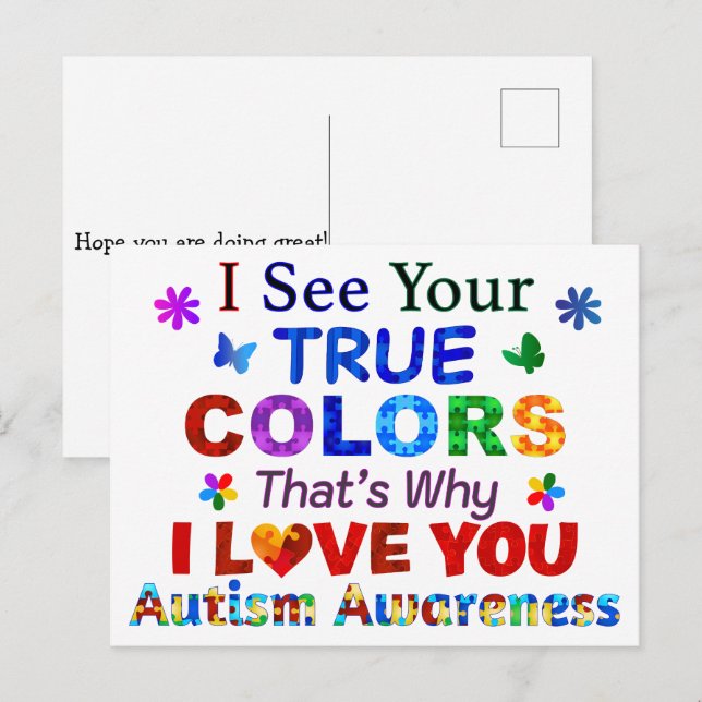 Postal Veo Tus verdaderos COLORES (Anverso / Reverso)