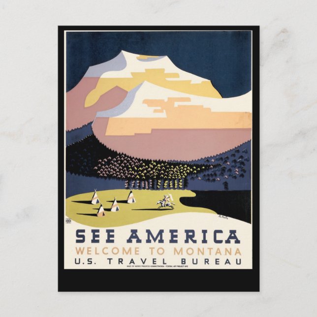 Postal Ver América ~ Bienvenidos a Montana (Anverso)