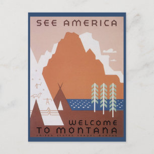 Postal Ver América Bienvenidos a Montana, Viajes de época