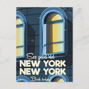 Postal Ver cartel de viaje de la buena y vieja Nueva York