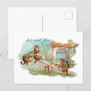 Postal Ver Gatos en tierra de juego visto