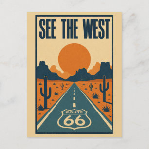 Postal Ver la ruta 66 del oeste Carretera desértica vinta