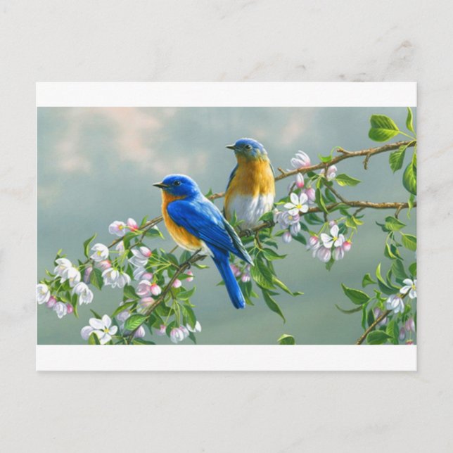 Postal ver-pinturas-flores-pájaros-animales-escritorio-l- (Anverso)