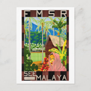 Postal Ver Poster de viaje malaya vintage restaurado