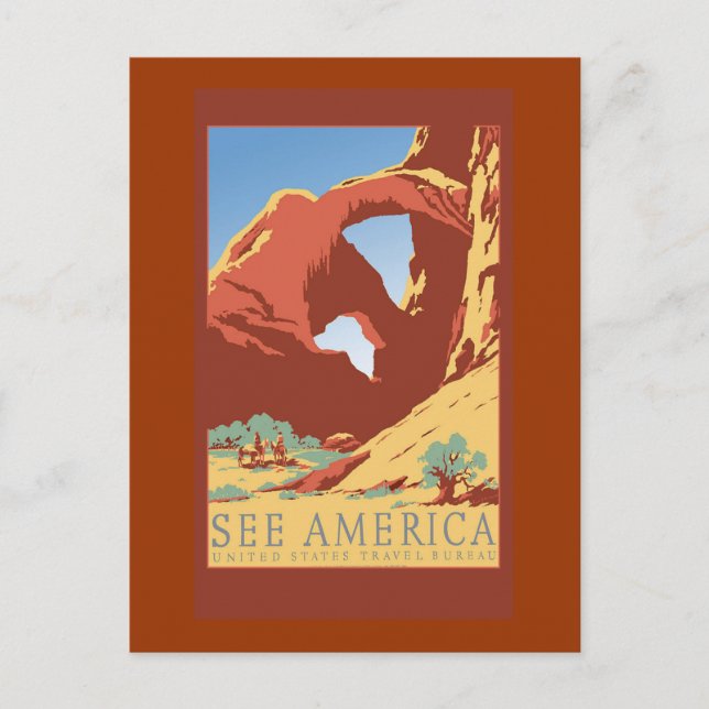 Postal Ver Poster de viajes de la época de América en tar (Anverso)