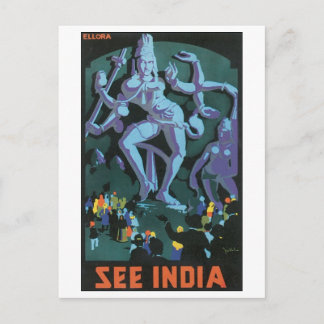 Postal Ver Poster de Viajes de la India Vintage