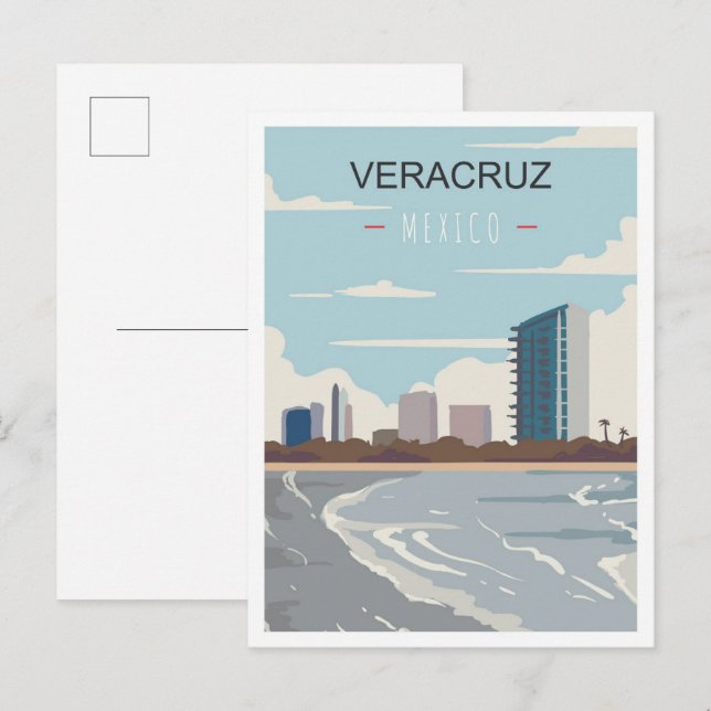 Postal Veracruz Ilustracion de Viajes de Arte de México (Anverso / Reverso)