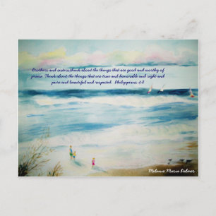 Postal veraneo, acuarela, hermanos y hermanas...