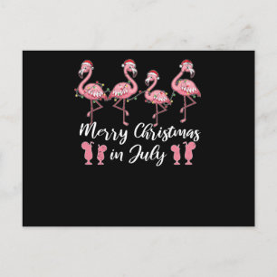 Postal Verano Cóctel Feliz Navidad En Julio Flamingo