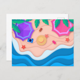 Postal Verano de artesanías de papel en la playa