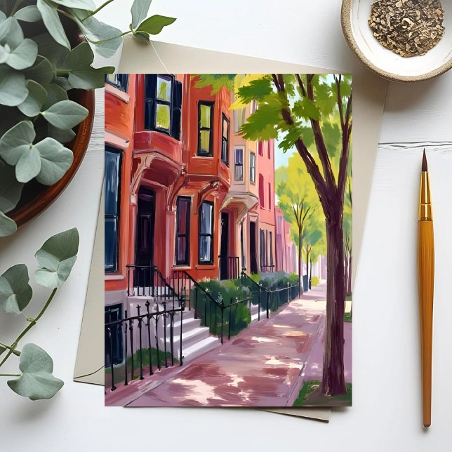 Postal Verano de Boston | Casas Brownstone de Massachuset (Subido por el creador)