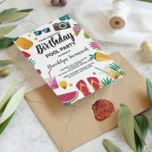 Postal Verano de diversión Fiesta de cumpleaños con pisci