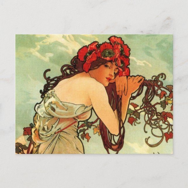 Postal Verano de Mucha (Anverso)