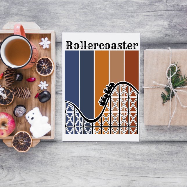 Postal Verano de vacaciones en bicicleta por la montaña r (Everyone loves the memory of riding a rollercoaster with friends and family. All occasion card.)