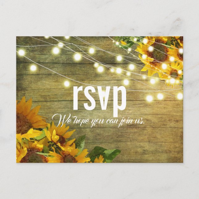 Postal Verano del girasol | RSVP de Rustic Americana (Anverso)