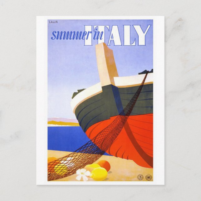 Postal "Verano en Italia" Poster de Viajes de época (Anverso)