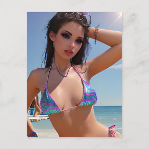 Postal Verano en la temporada de Bikini Beach