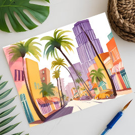 Postal Verano en South Beach | Acuarela de calle de Miami