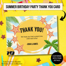 Verano Niños Doble Cumpleaños Gracias Postcard