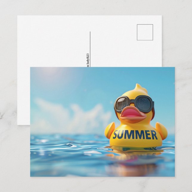 Postal Verano, pato de caucho, posta (Anverso / Reverso)