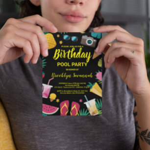 Postal Verano Splash Fiesta de la piscina de cumpleaños E