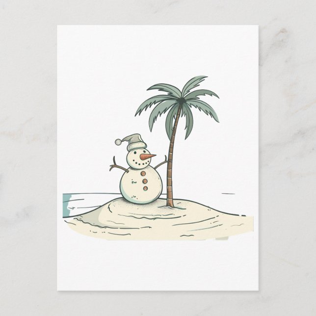 Postal Verano vacaciones Snowman Tropical Beach Vbe Islan (Anverso)