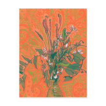 Verano verde y Naranja Flores silvestres Pintura f
