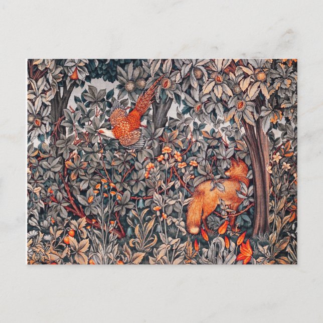 Postal VERDAD, ANIMALES FORESTALES Pheasant, Red Fox, Flo (Anverso)