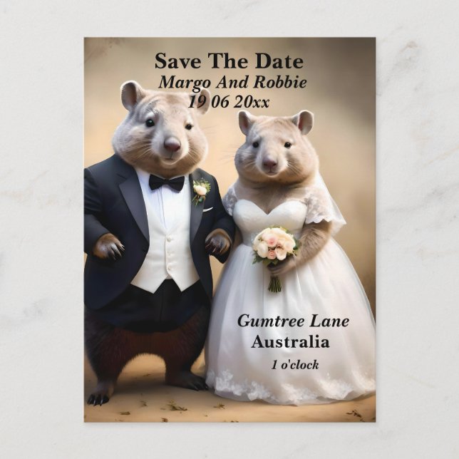 Postal "Verdadero Amor En Australia: Wombats Que Amarran  (Anverso)