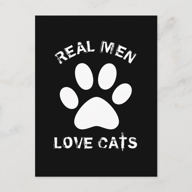 Postal Verdaderos hombres aman a los gatos Texto personal (Anverso)