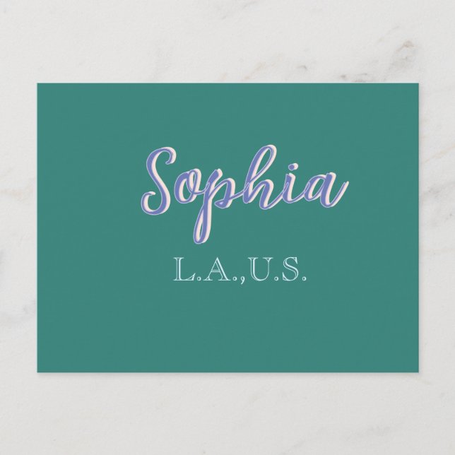 Postal VERDE agregar nombre chica jefa texto MORADO elega (Anverso)
