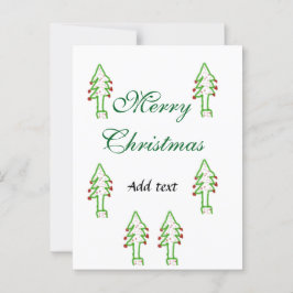 Postal Verde árbol de navidad rojo cereza alegría Navidad