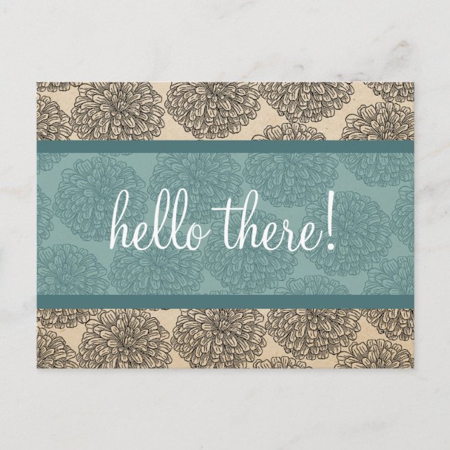 Postal verde azulada de zinnia (Anverso)