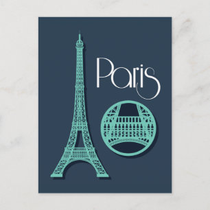 Postal Verde azulado de París