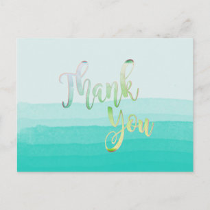 Postal Verde azulado Gracias a Watercolor Beach