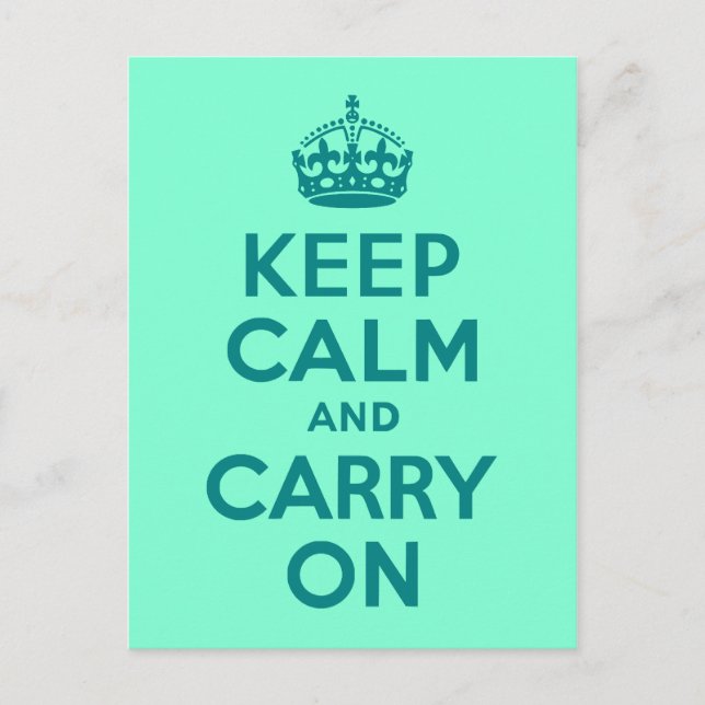 Postal Verde azulados y acuarinos mantengan la calma y co (Anverso)