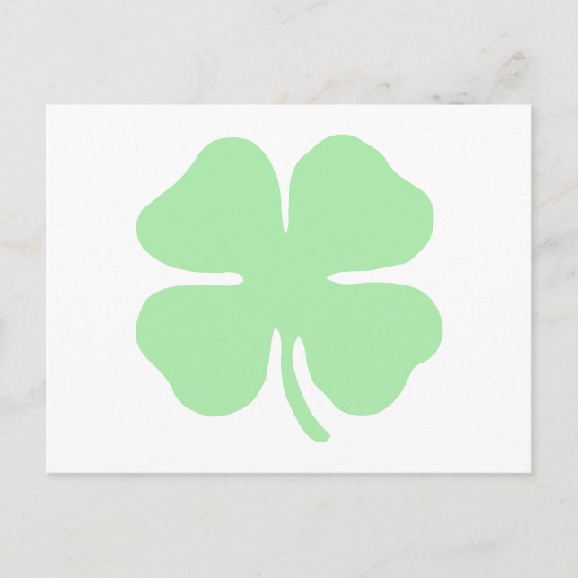 Postal verde claro 4 trébol de trébol hoja shamrock.png (Anverso)
