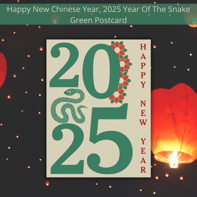 Postal Verde Del Año Nuevo Chino De La Serpiente 2 (Subido por el creador)